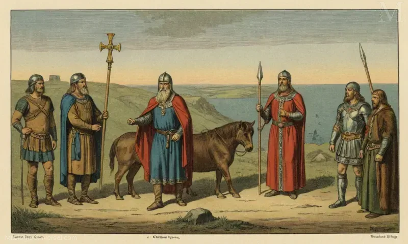 Vintage ilustración de la relación de Friggs con otros dioses nórdicos, incluyendo sabiduría y protección.