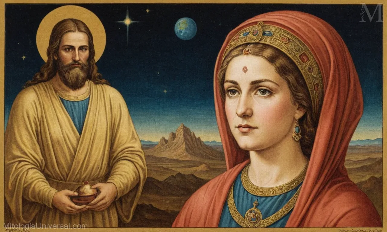 La ilustración vintage sobre lienzo destaca el concepto de gnosticismo que consideraba a Sophia como central e integral de la creación. La representación simboliza la sabiduría Sophias