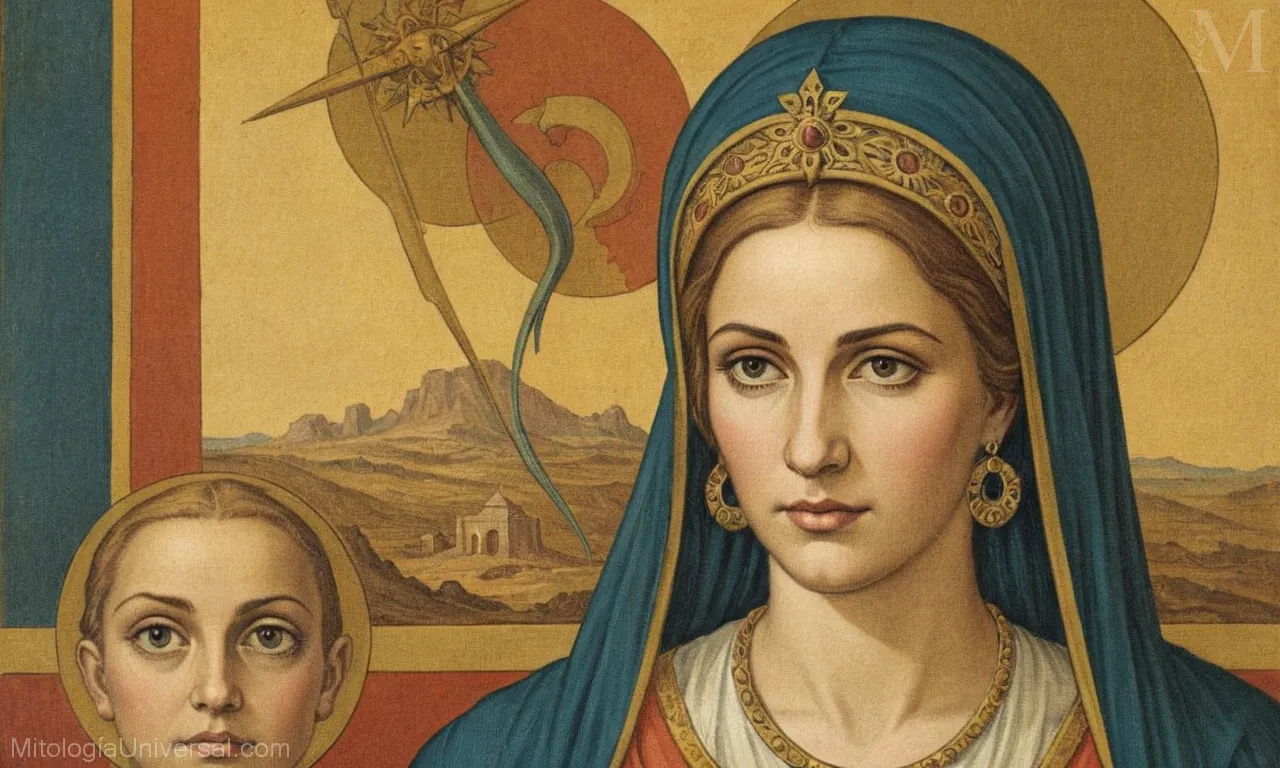 Ilustración vintage sobre lienzo de Sophia simbolizando el conocimiento y la salvación a través del gnosticismo. El papel de la sabiduría (Sophia) en la creación según esta perspectiva.