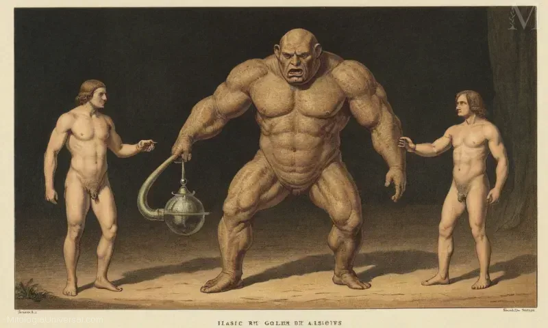 Imagen vintage de un Golem de Isaac Asimovs libro Ética y Vida Artificial
