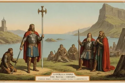 La ilustración representa un antiguo talismán simbólico Gungnir que simboliza el poder y la protección en la mitología nórdica.