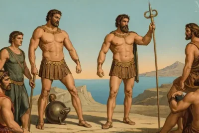 Ilustración vintage de Hércules (Mitología) - representando fuerza