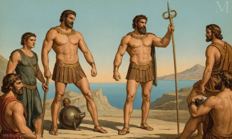 Ilustración vintage de Hércules (Mitología) - representando fuerza