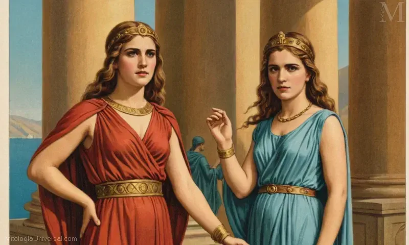Ilustración con Hermione como Princesa de Esparta de la mitología griega. Observe los detalles intrincados en su atuendo y joyería.