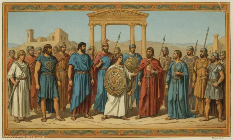 Ilustración mostrando figuras heroicas tanto de épocas antiguas griegas como romanas orientales (Bizantinas). Esta guía cubre su significado mitológico, actos heroicos e influencia cultural.
