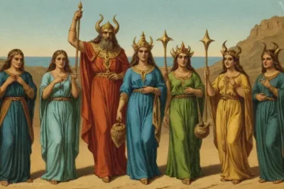 Ilustración vintage de Horas (Deidades) representando horas