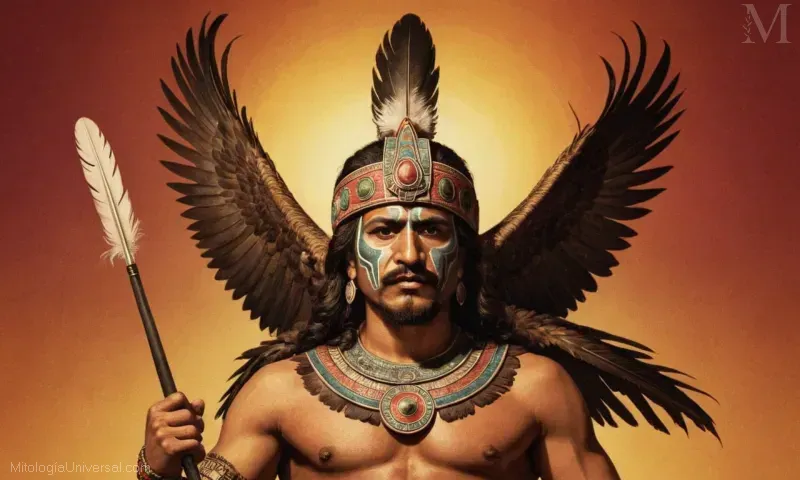 Mapa victoriano mostrando Huitzilopochtli Dios (ktylos) como la deidad asociada a la guerra en la mitología azteca.