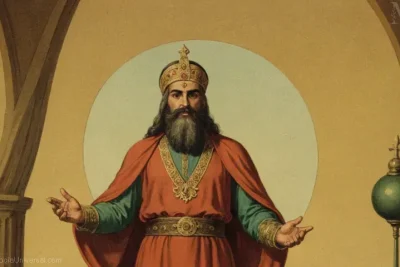 Imagen retro de Iblis (El Antiguo Rebelde del Paraíso) de la mitología islámica conocida como el Padre de las mentiras.