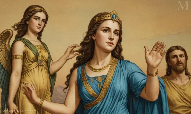 Ilustración de Iris, la diosa de la guía y mensajero en la mitología griega.