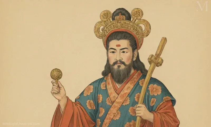 Imagen vintage de El Legado de Izanagi, creador de deidad de Japón de la mitología japonesa.