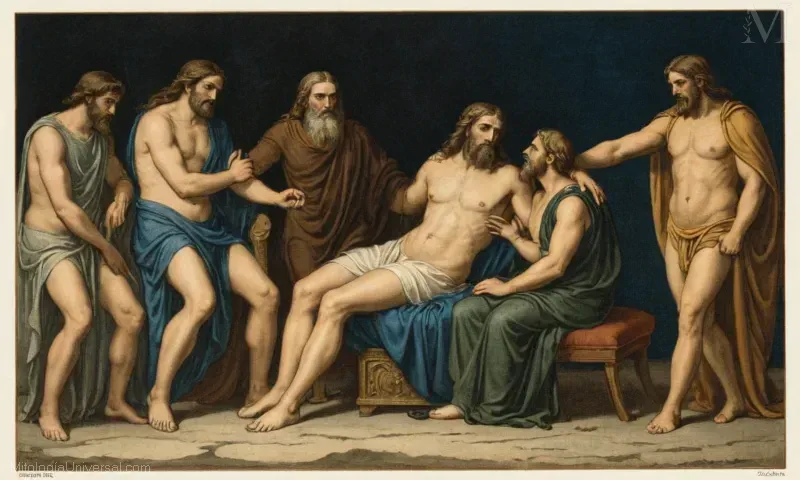 Grabado vintage de la literatura clásica que representa La Relación con Cronos y Zeus de Jápeto como descrito por Hesíodo en Theogony. Esta es una referencia al mito donde Júpiter, Tierra, Luna y Relámpago están divididos entre los Titanes Cronos, Urano, Promethus, y sus hijos según Hesíodos Theogony book V.Step 1: Identificar palabras clave que describen el tema. En este caso - mitología griega, Theogony, Titan, Júpiter. Paso B)Un hombre está sentado con los brazos doblados en el pecho. Parece sentirse abrumado por algún tipo de tarea porque se ve ansioso y cansado. La paleta de colores utilizada en este dibujo incluye marrón mudo y grises, así como tonos más oscuros de azul y negro que añaden contraste y profundidad a la imagen. Título: OverwhelmedMedium: CharcoalTamaño: 8 x 10 pulgadas Año: No disponible (no conocido)Nota: Esta pieza se vende ahora. Si tiene interés en comprar o encargar obras similares, póngase en contacto con el artista por correo electrónico a artbybrianstern@gmail.com. ¡Gracias!