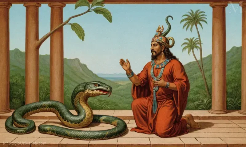 Ilustración de La Escalinata de Kukulkán, un altar sagrado dedicado a la deidad Emplumada de Snake en la mitología maya. Esto representa el Viento y Serpiente Deidad Emplumada como un dios de la vida, el aliento, el viento y el aliento (como Kukulkan), que significa tanto la creación como la preservación.