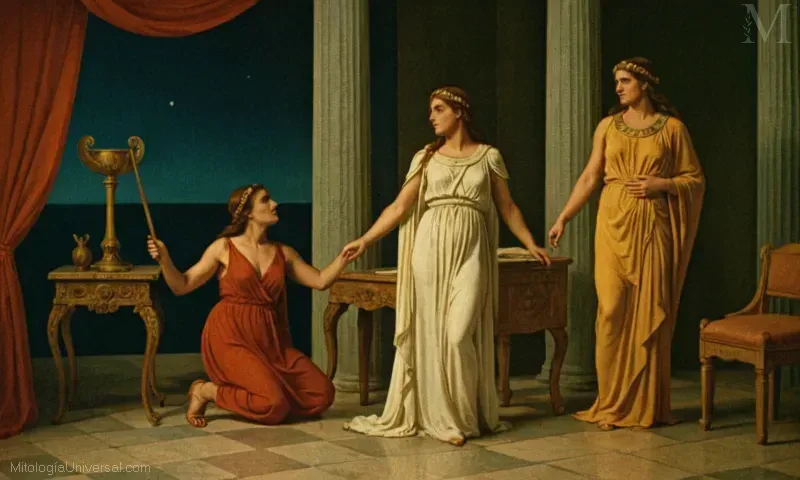 Imagen vintage de El Castigo de la Casa de Erecte de Leto, madre mitológica griega de Apolo y Artemis.