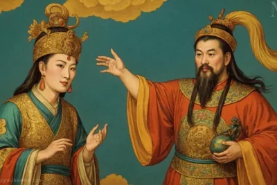 Ilustración vintage de Lingbao Tianzun
