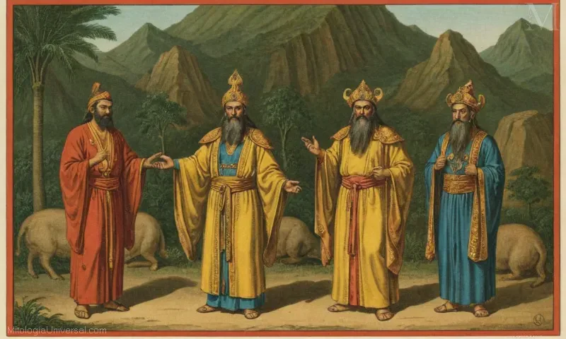 Ilustración vintage que muestra Orígenes y su papel en el desarrollo de orígenes teológicos para los tres Pura Rahu (tres deidades supremas) en creencias taoistas, demostrando influencias religiosas bíblicas y orientales tempranas.