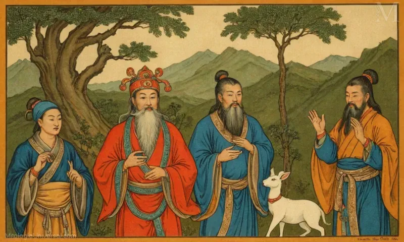 Ilustración de Los Tres Puros, las tres deidades en la mitología taoísta. Esto se refiere a los tres dioses principales adorados por el pueblo Ba y una quinta parte de la población china total, que es aproximadamente 50 millones de personas repartidas en 3 provincias chinas del norte. Su sistema de creencias incluye la adoración del ancestro, el cultivo espiritual a través de la auto-cultivación, y el cultivo de la justicia como medio de alcanzar la inmortalidad. Mitología:1. Deidad Shou-Yúng (Lunar Año Nuevo) - Un símbolo de buena fortuna, fertilidad e inmortalidad. 2..3. Kuan - San (Dobleless) o Hsi (Pillar) - representando amor, pureza y abnegación.4. Ti - Chi (Greed) - simbolizando el egoísmo, la ignorancia y la falta de moralidad. Además de estas deidades, el pueblo Ba también practicó el animismo, la creencia de que todo en la naturaleza posee energía espiritual. Reconocieron que todo a su alrededor tenía la capacidad de ser animado o inanimado, incluyendo rocas, árboles, montañas, ríos, etc. Adoración: Sus rituales de adoración abarcan numerosas prácticas como la adivinanza, la ofrenda de alimentos para dioses, y la realización de sacrificios por bendiciones. Las personas de Ba creen que al apaciguar y propiciar su panteón de deidades, aumentan sus posibilidades de éxito, buena salud, un matrimonio feliz, el parto y la prosperidad financiera. Historia:La práctica del taoísmo se originó de las enseñanzas de Zhuangzi (o Laozi), que se ve como el fundador del taoísmo. Sin embargo, las primeras referencias conocidas a las creencias taoístas aparecen hasta la fecha del siglo V a.C. en China, donde el taoísmo fue inicialmente combinado con la filosofía confuciana. Educación:Durante la dinastía Tang (618-907 d.C.), la filosofía taoísta comenzó a emerger como una institución separada que podría mantenerse sola. En este momento, el número de escuelas y estudiantes estaba creciendo rápidamente, lo que llevó a una proliferación de estudios de texto como comentarios y tratados. Es durante este período donde se hicieron contribuciones significativas a la beca taoísmo. Interpretación: El concepto de unidad en la diversidad es uno de los principios básicos del cosmos chino. Esta interpretación fue llevada a la vida por muchas culturas alrededor del mundo como se ve a través de estas antiguas cosmologías de las civilizaciones china, japonesa, tibetana e india que representan nueve reinos en su mitología respectiva. En general, el taoísmo se trata de crear armonía dentro de uno mismo y el universo a través del progreso espiritual, que implica cultivar equilibrio, orden, sabiduría y justicia mientras aprende a dejar que las cosas sean. La religión originada por estas filosofías refleja un sistema de creencias que gira alrededor de la interconexión, la existencia natural y la evolución espiritual en el reino de todos los seres vivientes. Las ilustraciones que me referiré representan la esencia y el espíritu de estas deidades. Por ejemplo, Shou sería una antigua deidad china de primavera, representada como anciano que sostiene a los mundos diez cuartos en su cabeza durante un tiempo de primavera (generalmente representado entre marzo y mayo). Del mismo modo, Kuan San retrata a San, que sería un símbolo de amor y pureza, con sus manos abiertas para revelar tres espacios vacíos, de pie para el no-apego. Las ilustraciones deben representar idealmente estas deidades en sus diversas formas - Shou como un hombre de edad que sostiene el globo o la rueda, Kuan San representando la pureza espiritual. La deidad Ti Chi puede mostrar a alguien con características desinteresadas como la sabiduría y la humildad. Las breves imágenes también incluirán una representación simbólica que representa un sentido de unidad entre las deidades de diferentes regiones, por ejemplo, una cruz entre estas tres en términos de origen y significado. Esta breve descripción tiene como objetivo dar un breve concepto sobre las creencias religiosas o la práctica cultural relacionada con las figuras discutidas sin ser demasiado largas.