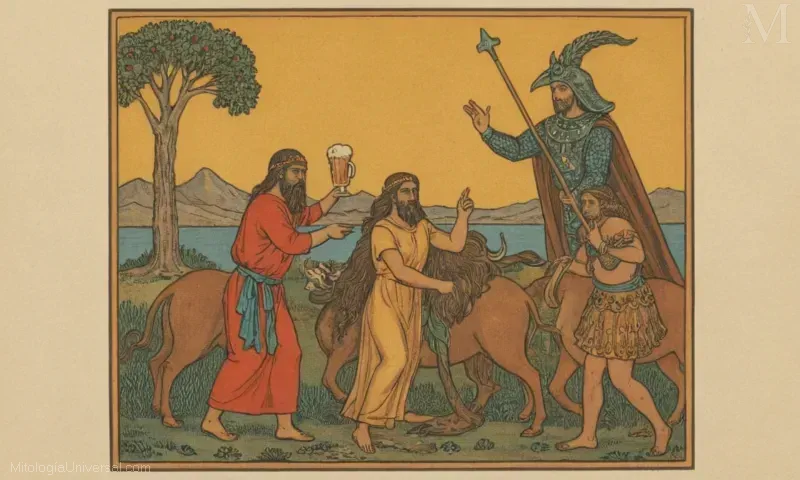 Imagen vintage que representa el espíritu mitológico de pulquer y cerveza, Orígenes Mitológico y Representaciones de Macuilcuerzpalin.