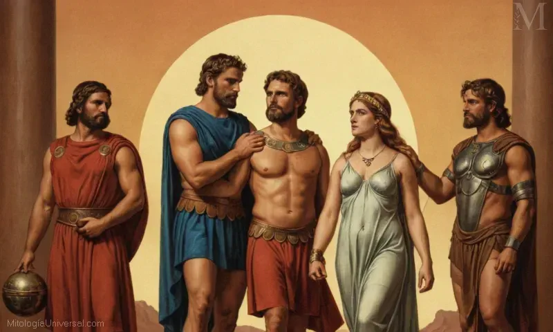 Ilustración de los dioses romanos Marte y Venus.