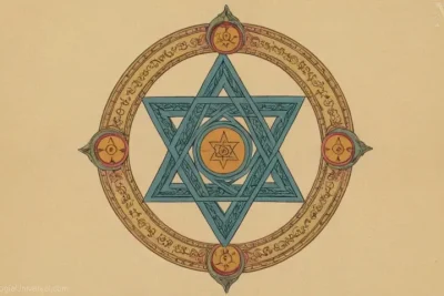 Ilustración de Merkabá simbolizando misteriosa significación y visión cristalina en el arte místico.