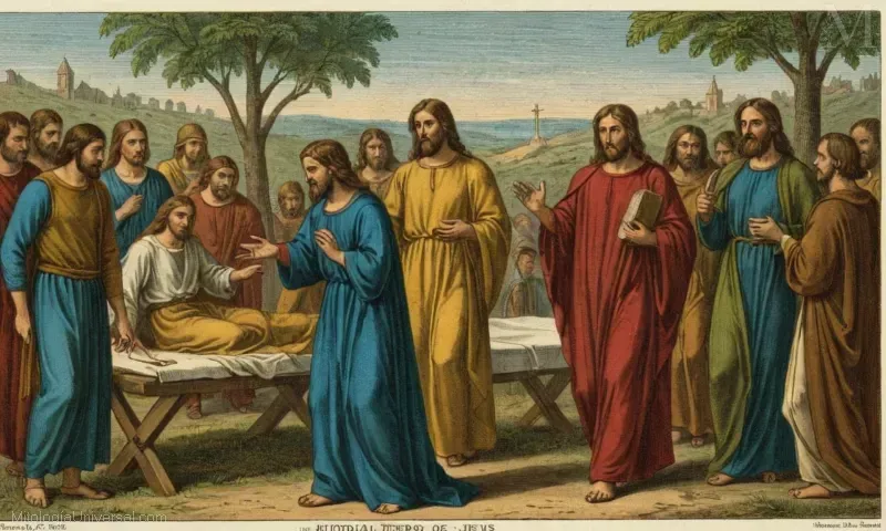 Grabado vintage que representa evidencia histórica a favor de la teoría mitológica de Jesús/Evangelio.