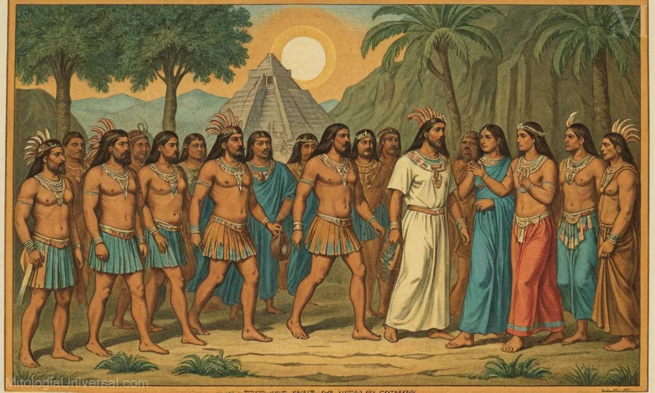 Libro atado de cuero artesanal con un exquisito calendario y mitología azteca, incorporando dioses, creencias, rituales.