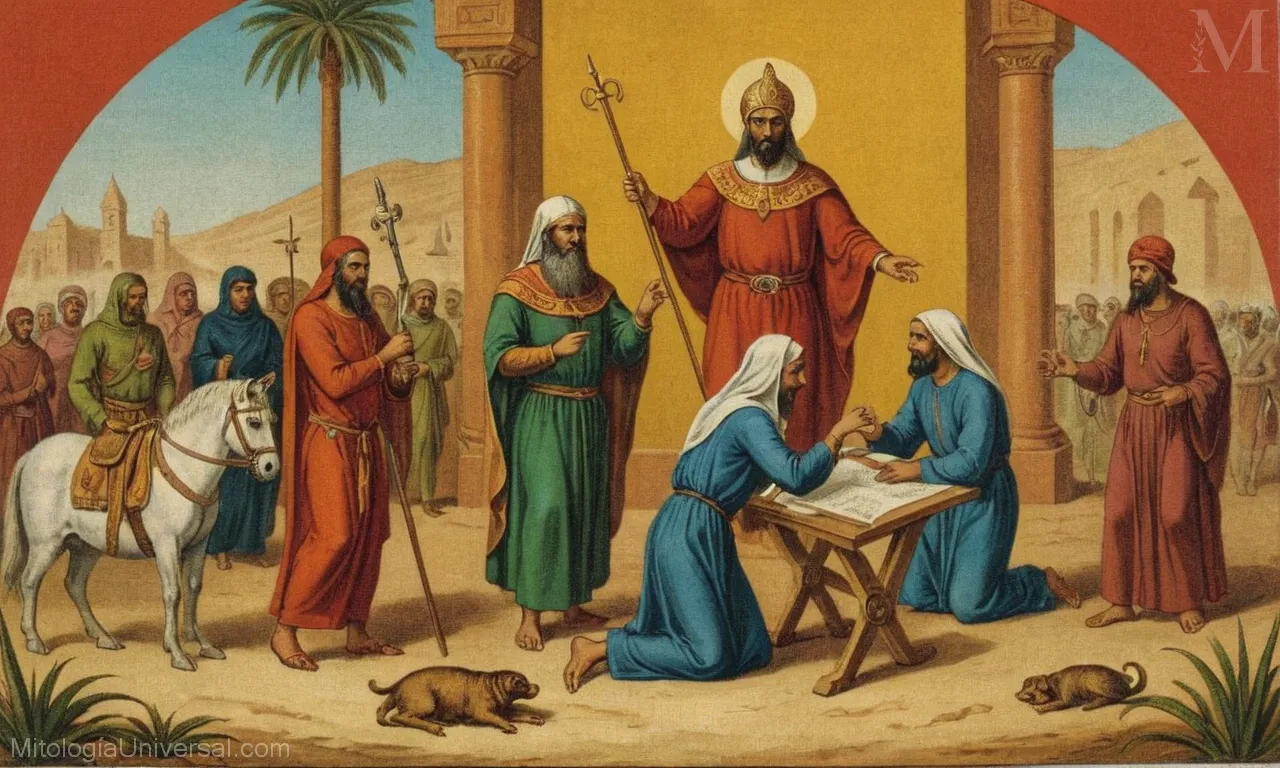 Ilustración vintage sobre lienzo de El Infierno y el Paraíso en mitologías islámicas - sistemas de creencias y narrativas.