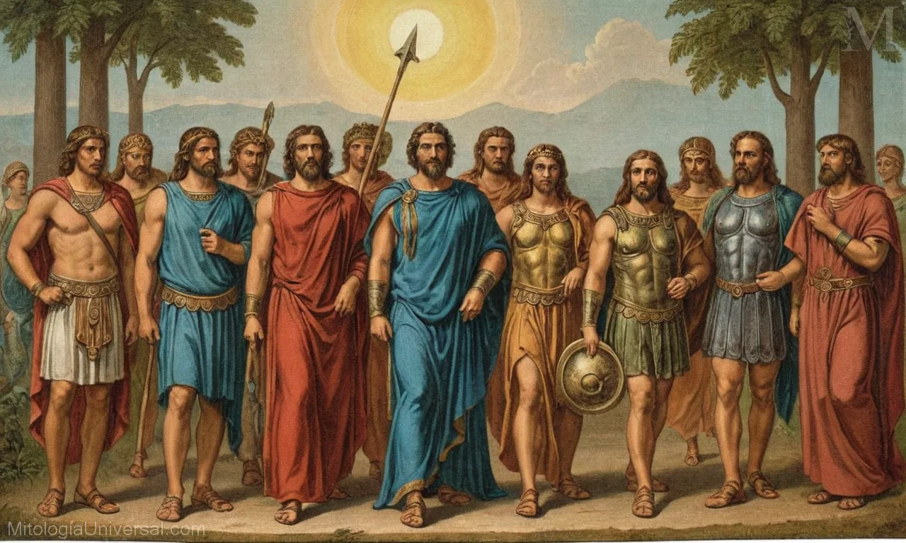 Ilustración vintage sobre lienzo de dioses romanos y leyendas