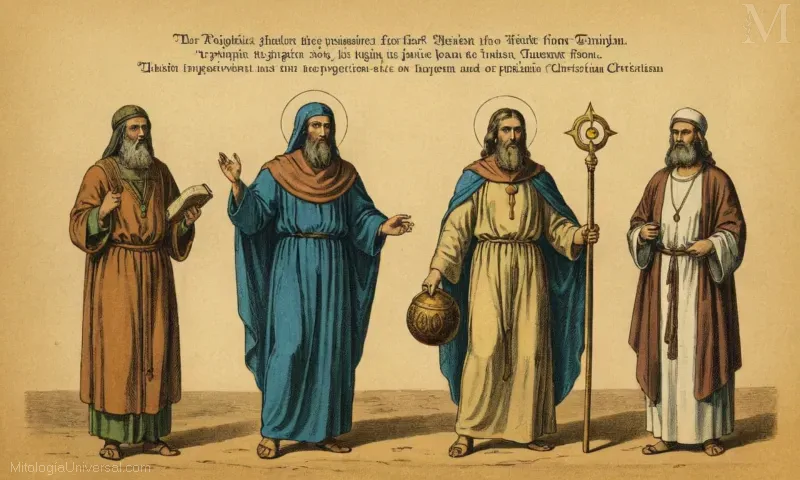 Ilustración vintage del significado religioso de los profetas encontrados en el Tanakh. Esta frase se refiere a un importante texto teológico de la tradición judía y cristiana, cubriendo la profecía bíblica y su desarrollo histórico.