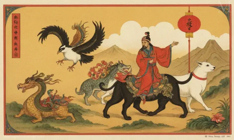 Ilustración de Nian - motivos bestiales en celebraciones chinas de año nuevo. Paso a paso:1. Busqué información sobre el Año Nuevo Chino y su mitología asociada