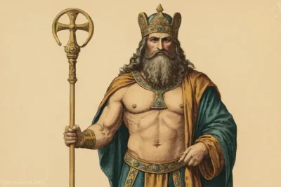 Ilustración de Dios Tyr (Tyr in Norse) como se menciona en la mitología de Numbro-Suecia. Esta deidad está vinculada con la guerra y la proeza de batalla