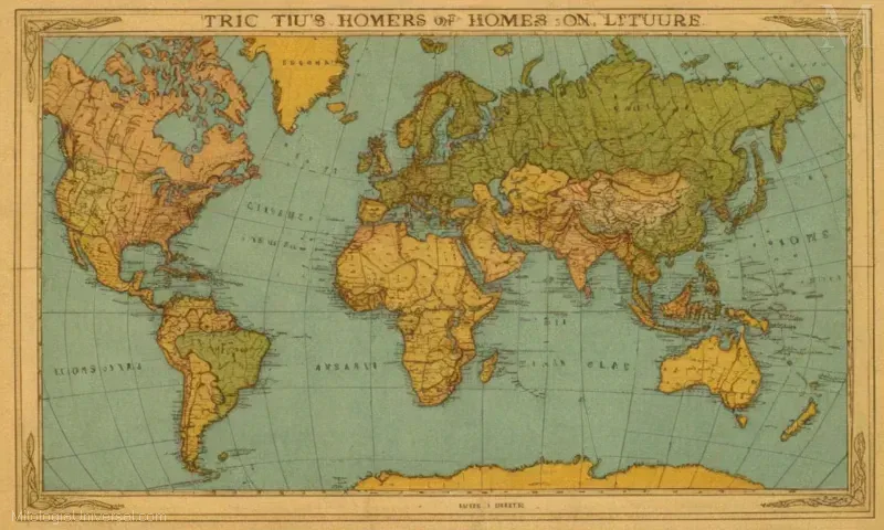Mapa Vintage y algunas líneas sobre explorar Homers Odyssey con su influencia en la literatura y las perspectivas mundiales.