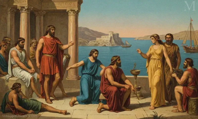 Vintage ilustración mostrando La Iliad y Odyssey, obras literarias de la mitología griega que profundizan en los contextos históricos y culturales que rodean estas historias.