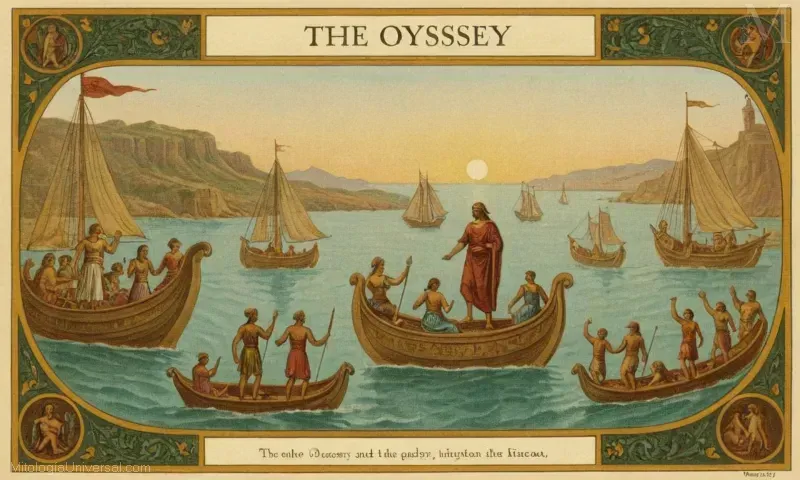 Imagen vintage del texto La Odisea discutió su análisis mítico y cultural.