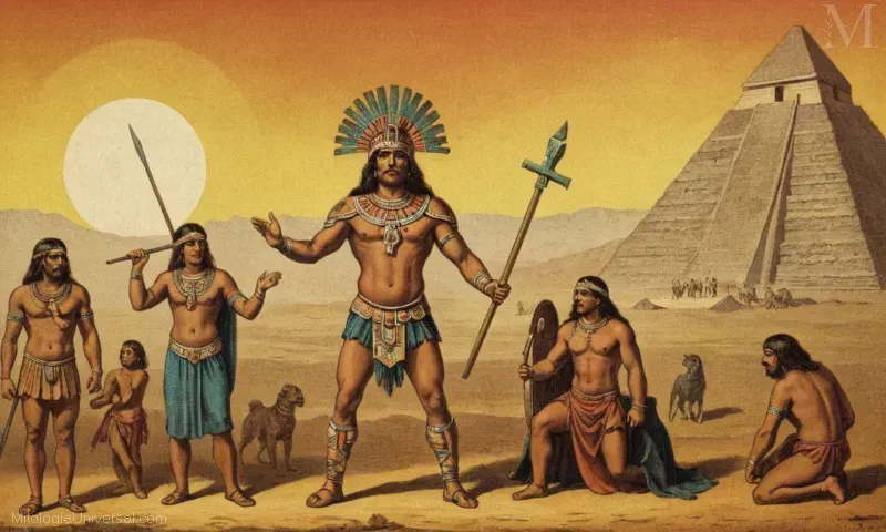 Ilustración de El Ritual de la Unión y el Destino de Ometeótl, representando dos aspectos opuestos de la deidad en la mitología azteca.