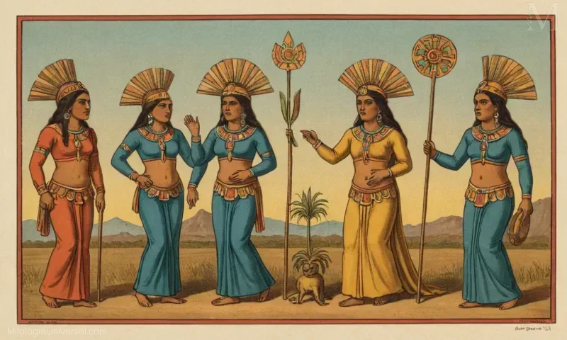 Ilustración vintage de los rituales culturales mexicanos que implican embotrimiento (drunkenness) y tzompalli (limpiando la casa después de que los muertos hayan sido enterrados allí), realizado por la deidad Ometochtli.