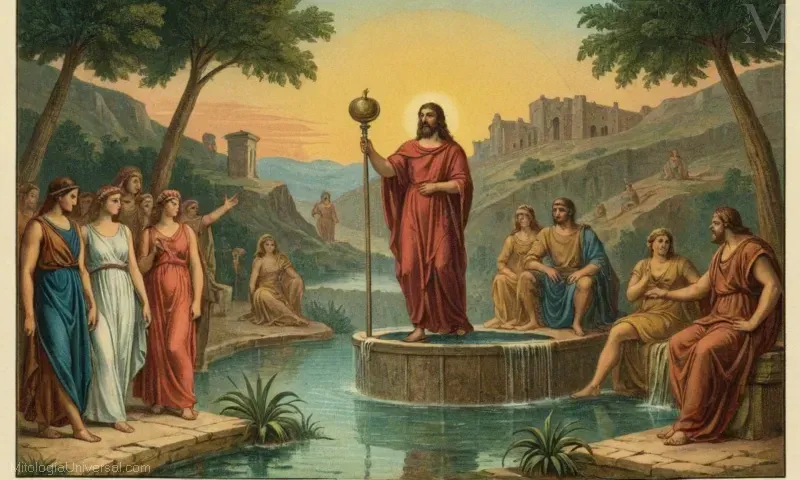 Vintage ilustración de Orfeo en la cultura griega y romana representando arte, mito, música y tragedia.