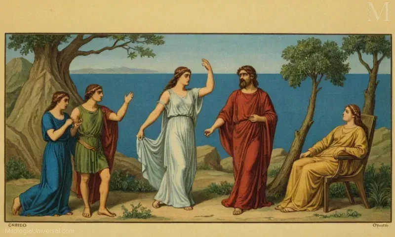 Vintage ilustración de Orfeo y Eurídia del mito La historia de Orfeo y Eurídice de Orfeo. Esta pieza de arte encarna la esencia de la música y la tragedia en la literatura griega clásica.