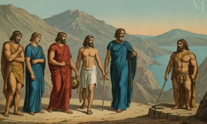 Título: Legado e Interpretaciones de Ourea (Legacies and Interpretations of Ourea) - Este libro explora los dioses de las montañas griegas en su contexto mitológico. Aquí se puede ver una ilustración abstracta.