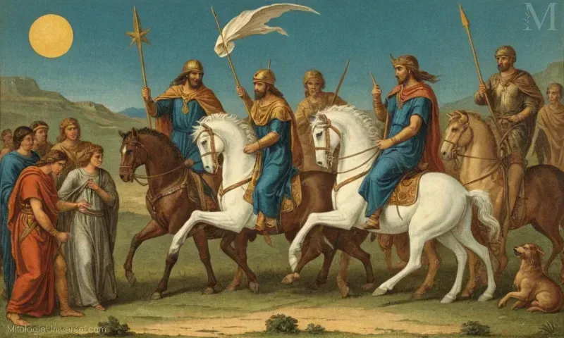Vintage ilustrado libro de arte portada con el mito de Pegasus y Bellerophon. Este libro profundiza en la mitología y la exploración de culturas antiguas.