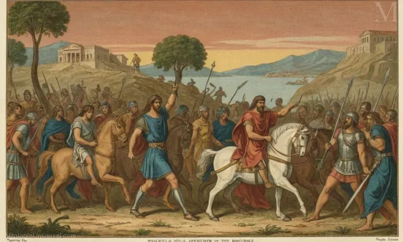 Ilustración de Orígenes y Genealogía de Perseo, el mito griego lleno de historias heroicas y un rey.