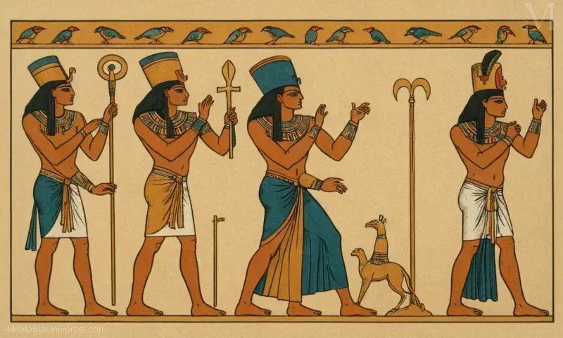 Imagen vintage de El Culto a Ptah (Ptah), Dios Egipcio de la Artesanía, representando la artesanía en el antiguo Egipto.
