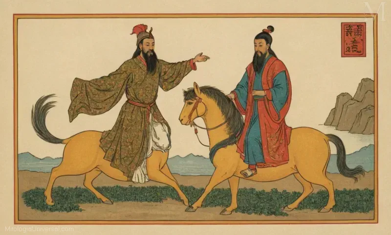 Ilustración vintage de la filosofía animal y confuciano de El Quelín. En esta pieza, el significado y presagio mágico de la mezcla de estos dos conceptos están representados a través de una imagen estilizada de ambos elementos juntos. Simboliza la armonía entre las tradiciones y los animales míticos y su potencial para trascender los límites culturales.