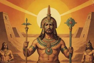 Ilustración vintage que representa al dios azteca