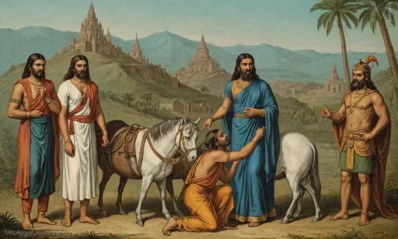 Ilustración vintage con personajes que representan el sufrimiento y el karma en el reino apocalíptico descrito en los textos de Sihin & Nikuntam de la mitología hindú. Significado y Karma se refiere a las consecuencias morales de las acciones y su impacto en su alma por la eternidad después de la muerte.