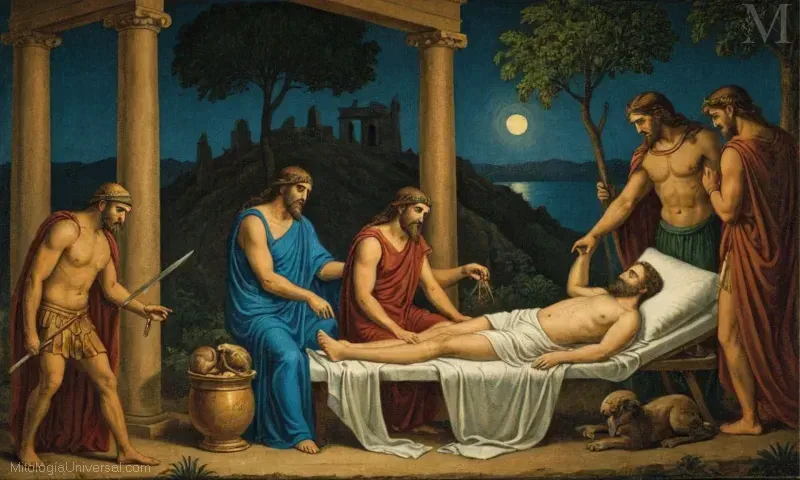 Ilustración de Sátiros (griegos) y Silenus (mitología romana)