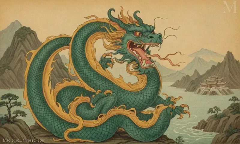 Obras de dragón vintage que representan a Shenlong