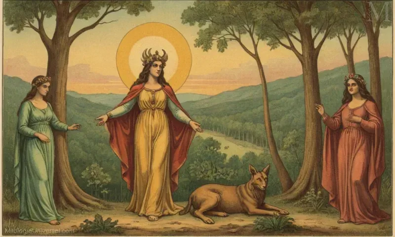 Ilustración vintage de la Deidad Nórdica Sif con referencias a su belleza y prosperidad. Esta representación representa sus roles como la diosa de la fertilidad, la bienvenida y la temporada de cosechas en la mitología nórdica.