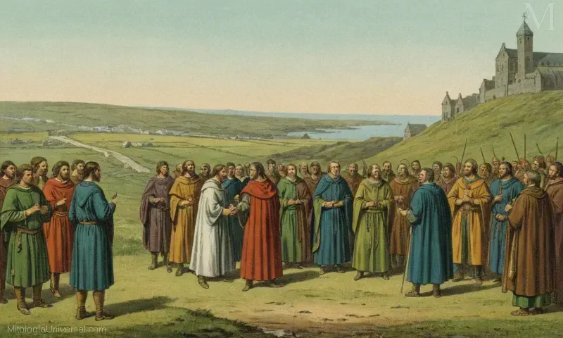 Ilustración vintage de una traducción académica de la épica irlandesa Táin Bó Cúailnge (titulado The Song of Wandering Aengus).