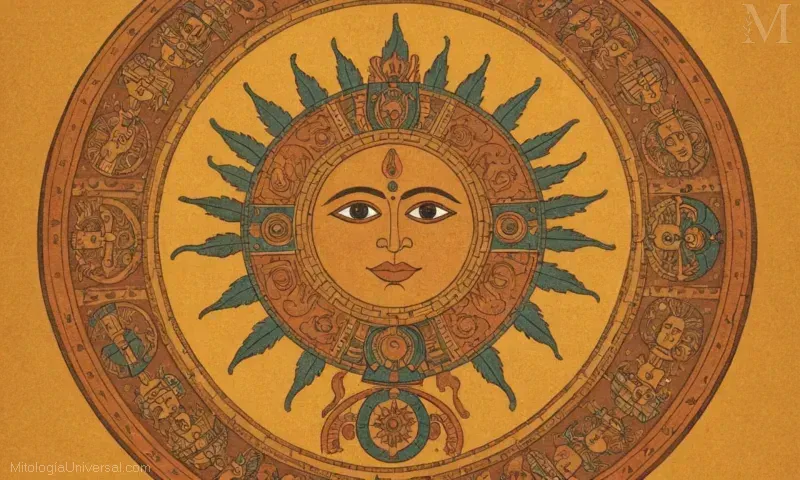 Ilustración vintage de las ofrendas y rituales tradicionales de Teotlánoy. Representa la deidad Tlahuizcallapantecuhtli, un dios azteca adorado en tiempos precolombinos. Tenga en cuenta que la traducción no es estrictamente necesaria para esta breve descripción ya que se refiere a un texto o composición específico, pero las palabras deben ser arregladas fonéticamente y culturalmente apropiadas.