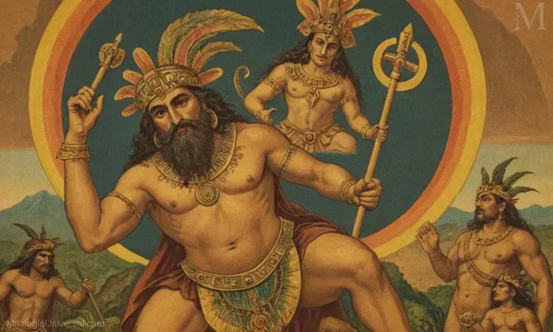 Imagen vintage de la deidad Tlaltequhtli, dios de la tierra y caos en la mitología mesoamericana.